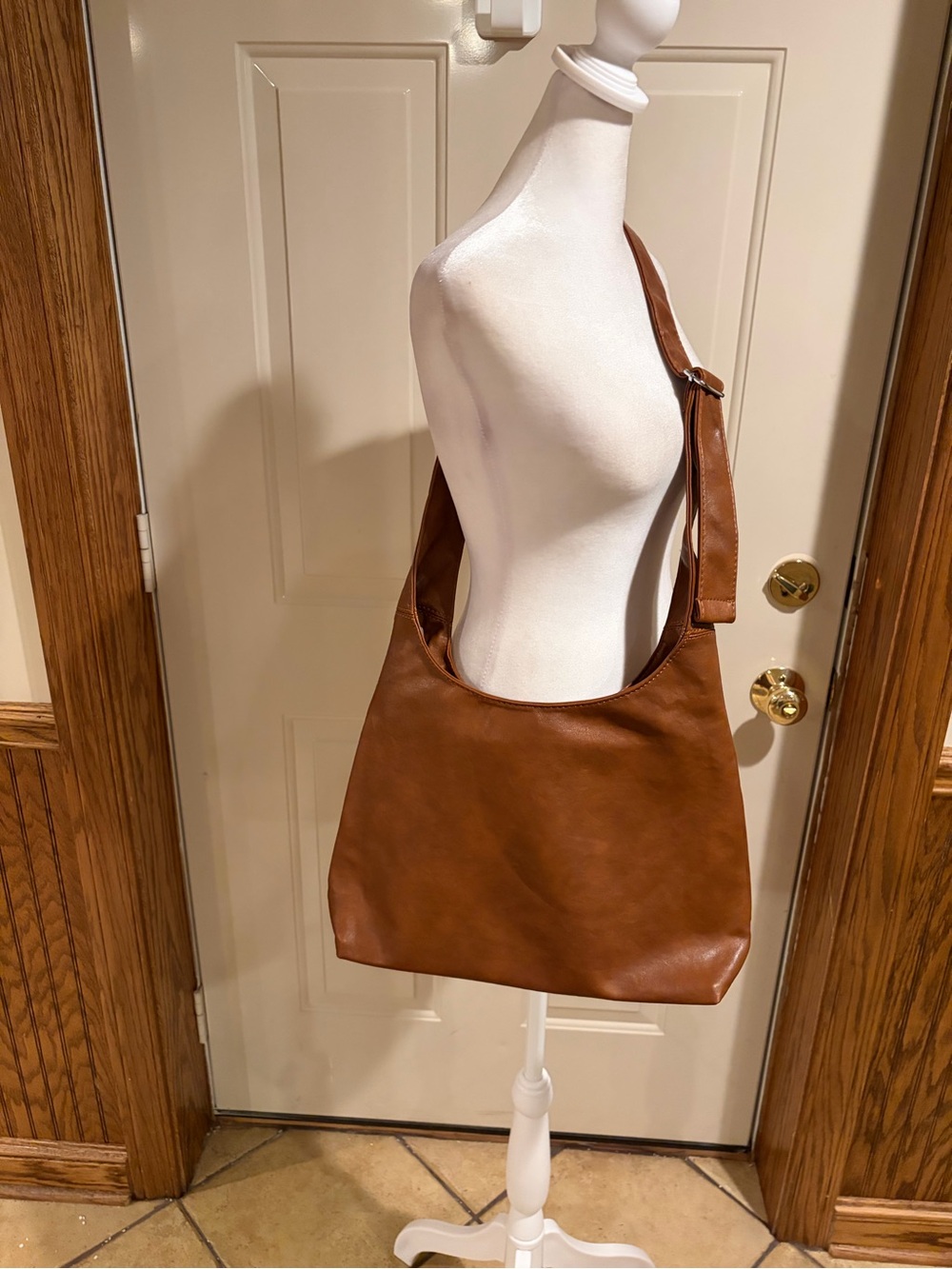 NWT FGZ Brown Faux Leather Hobo  Bag | Adjustable Strap | Large Capacity